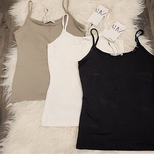 Zara Women's Tank Tops - Black, White, Tan